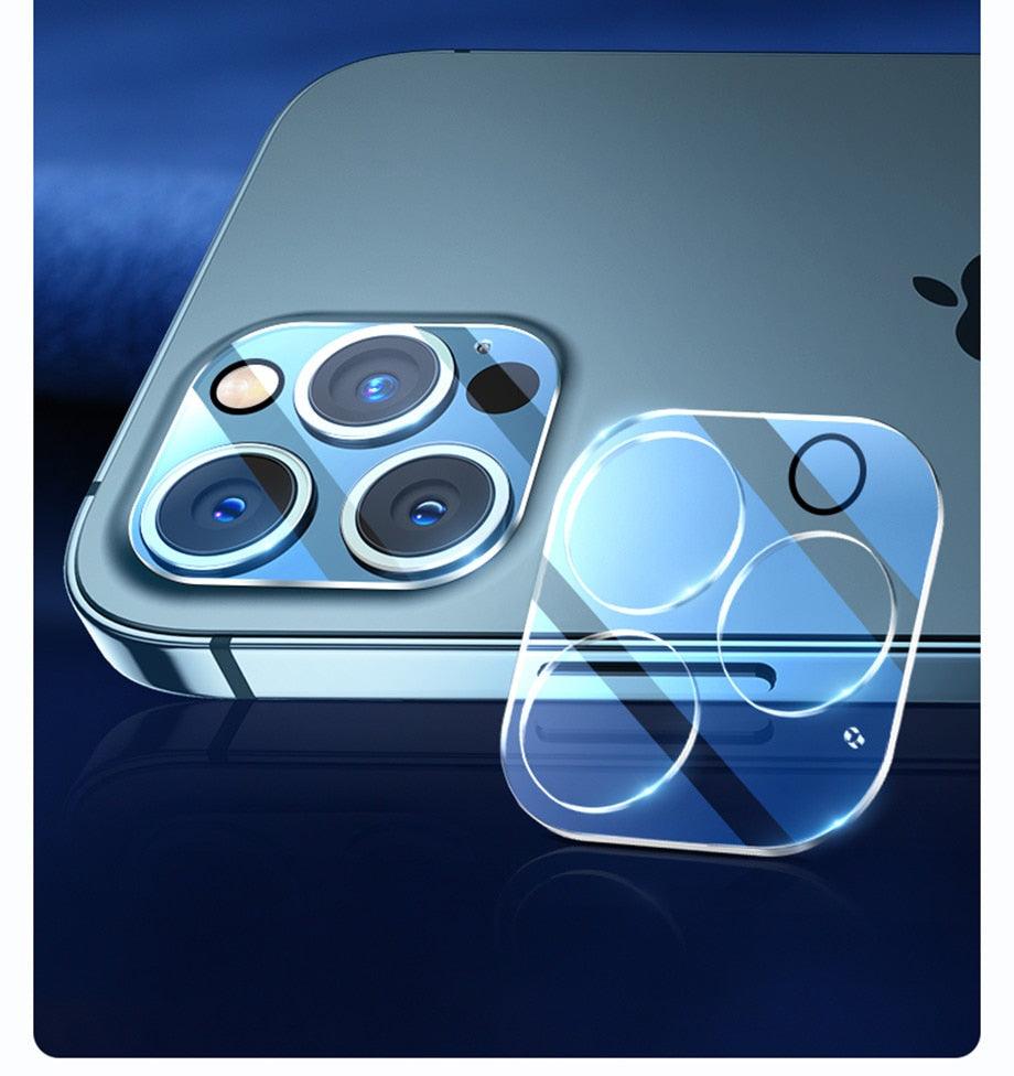 Lot de 4 protections d'écran complètes en verre pour iPhone 11 12 13 Pro XS Max, protection d'objectif d'appareil photo pour iPhone X 11 Pro Max 12 13 Mini 14 Pro Max