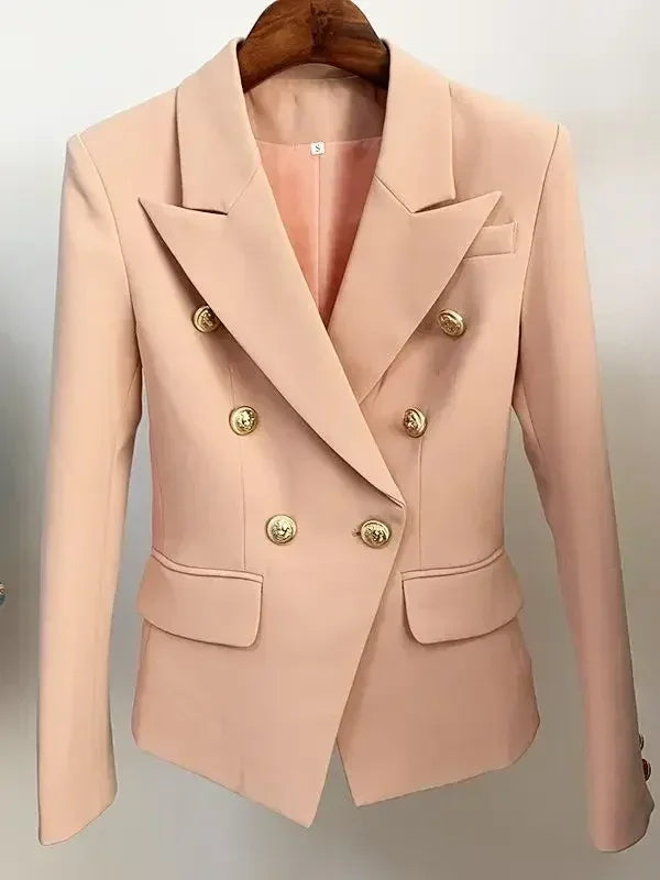 HAUTE QUALITÉ Nouvelle Mode 2024 Veste Designer Femme Classique Double Boutonnage Boutons Métal Lion Blazer Manteau Taille S-5XL