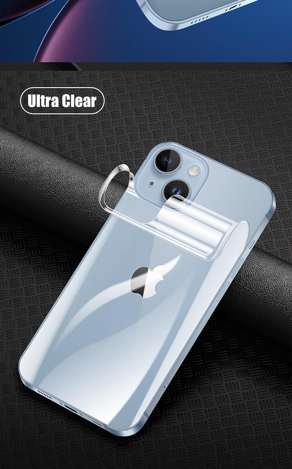 Film arrière de protection intégrale pour iPhone 14 13 11 12 Pro MAX Mini, protecteur d'écran XR X XS Max 7 8 6S Plus SE Accessoires, film arrière antichoc de protection d'écran intégrale