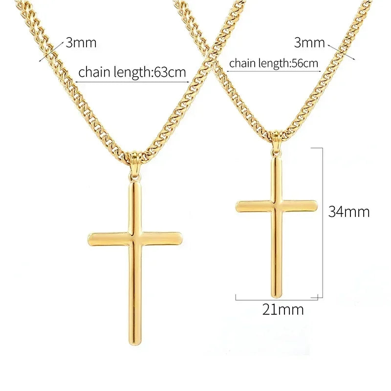 Chaîne à maillons avec pendentif croix punk pour hommes et femmes, en acier inoxydable 316L, collier hip-hop, bijoux de mode or et argent, cadeau étanche
