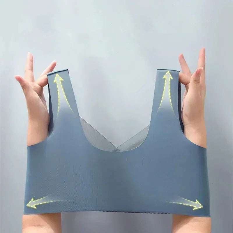 Soutien-gorge Grande Taille Femme L-5XL, Push-Up, Soie Glacée Sans Couture, Bralette Dentelle Sans Armature, Soutien-Gorge d'Été Grande Taille, Lingerie, Sous-vêtement 15019