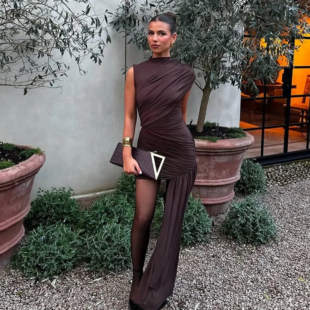 Robe Courte Plissée Irrégulière | Robe de Soirée à Franges - Femstylo