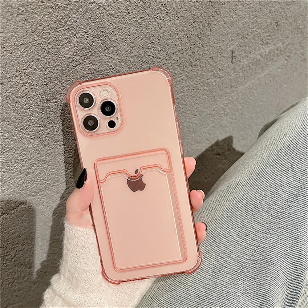 Étui transparent porte-cartes pour iPhone 13 11 12 14 Pro Max Mini Coque souple antichoc transparente avec porte-cartes Étui de téléphone transparent avec porte-cartes Coque fine de protection souple antichoc avec porte-cartes