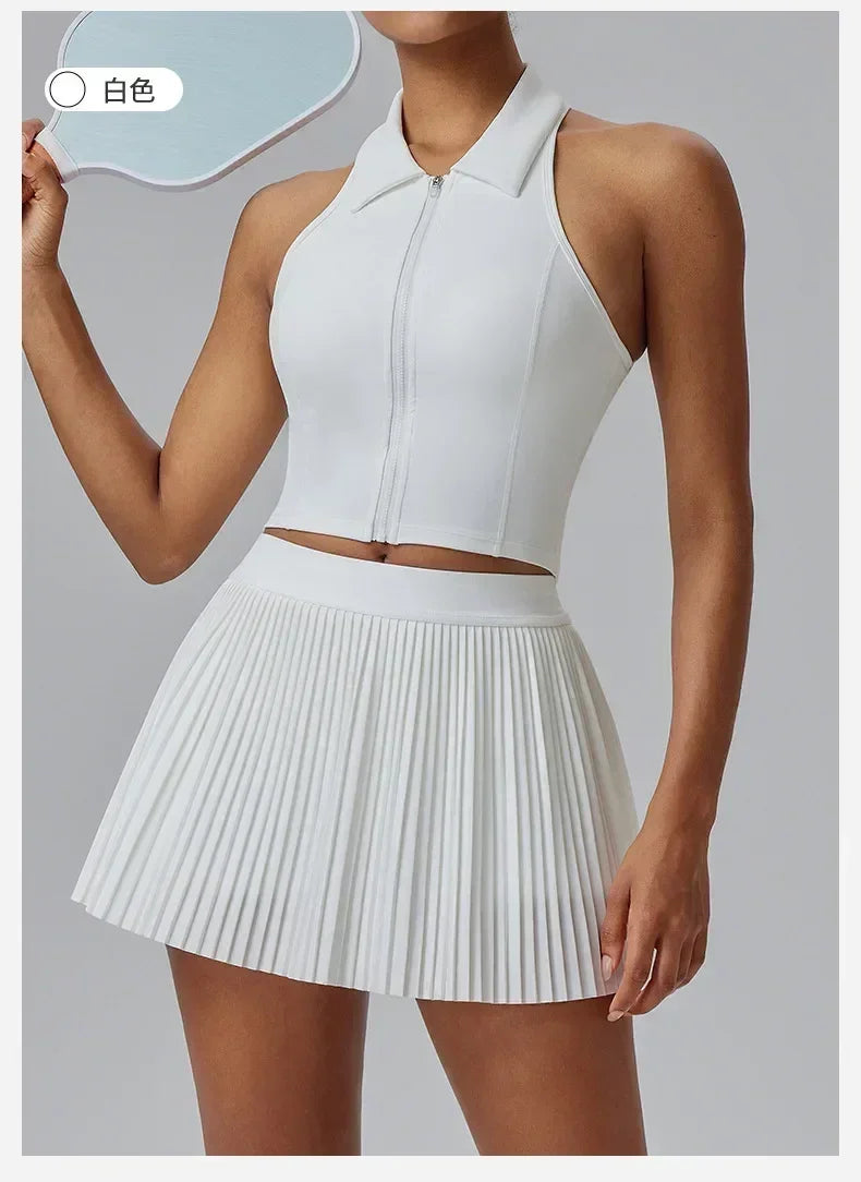 Jupe de sport florale à prix réduit pour femmes Jupe-culotte de tennis-badminton à séchage rapide Jupe plissée mi-longue de fitness avec short