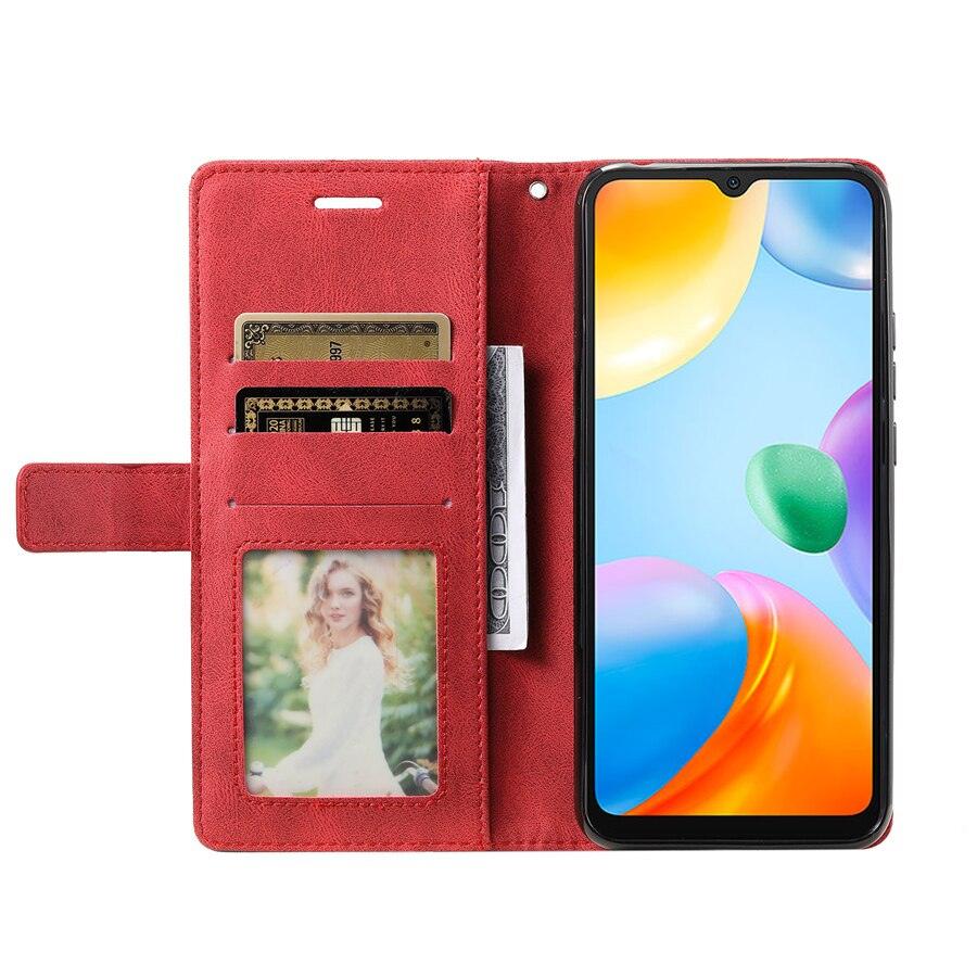 Étui portefeuille en cuir à rabat pour Xiaomi Redmi 10 10A 10C 9 9A 9C 9T Note 11S 11 Pro 10S 10 Pro 9 Pro 8T 7 Poco X4 GT M4 Pro F4 11T Étui portefeuille à rabat avec fermeture magnétique, fentes pour cartes et dragonne, étui de protection