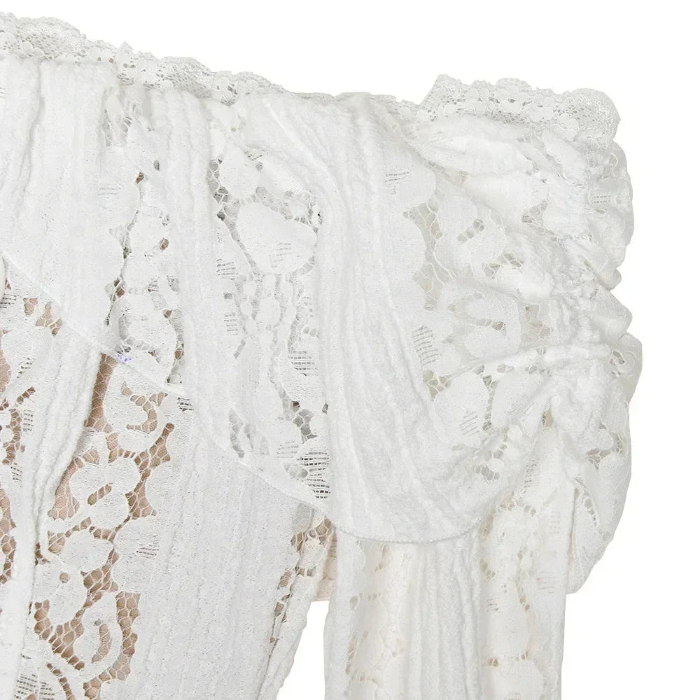 Robe courte moulante en dentelle Oligai pour femme, épaules dénudées, manches longues, sexy, pour club ou soirée, élégante, pour l'automne