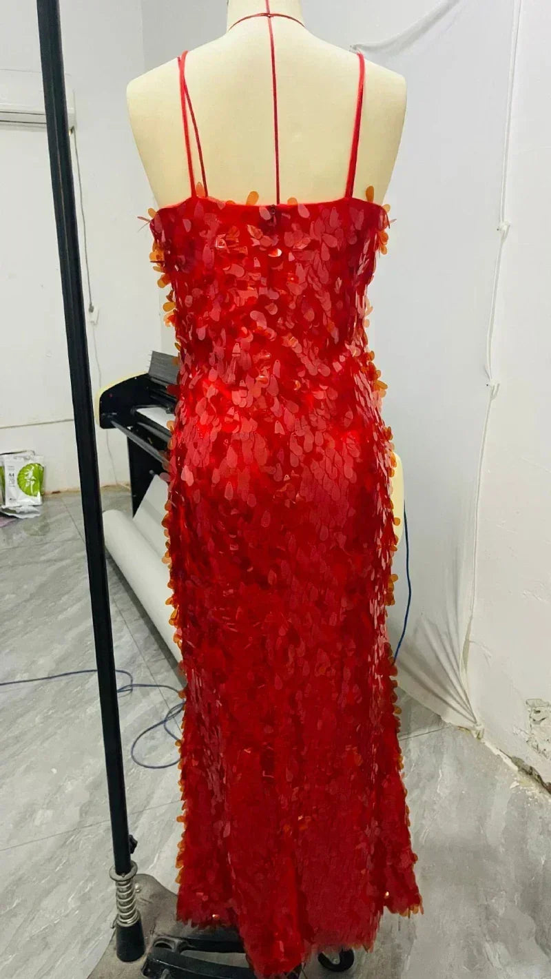 Robes longues Maxi élégantes à paillettes sans manches pour femmes, Robe longue de soirée unie à col en V profond et mode