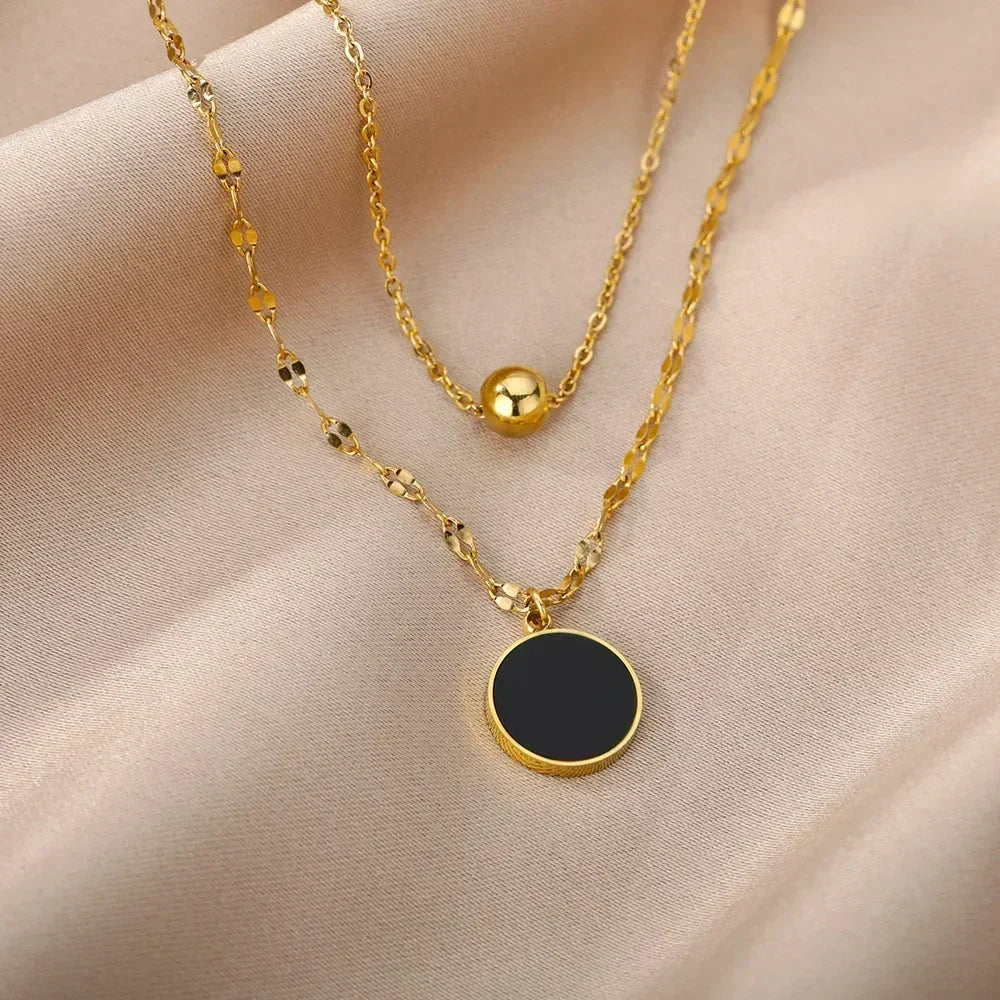 Collier multicouche cœur en acier inoxydable 316L pour femmes et filles, gothique, couleur or, chaîne de clavicule, pendentif ras du cou, cadeau d'anniversaire