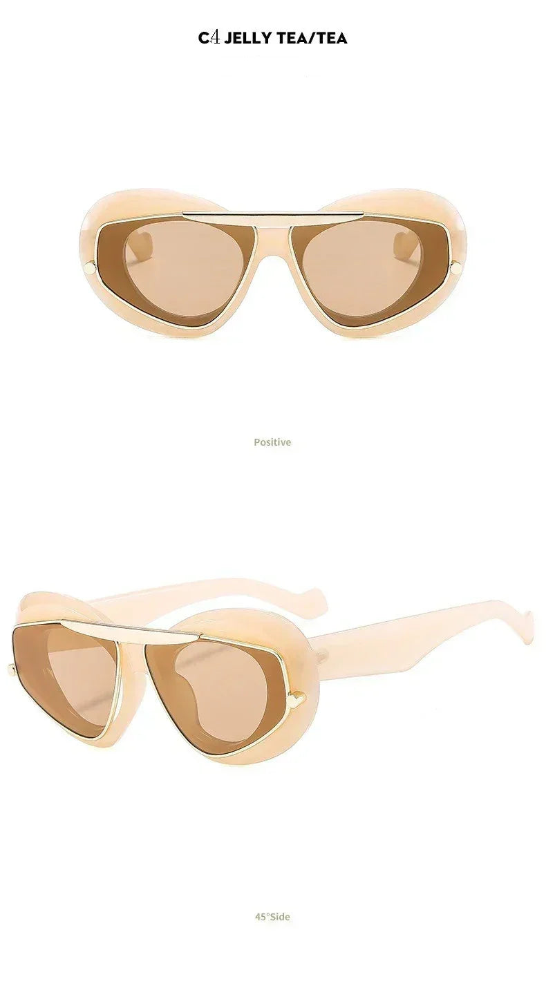 Nouvelles lunettes de soleil tendance Y2K à grande monture, verres œil de chat, style rétro, personnalité, anti-UV