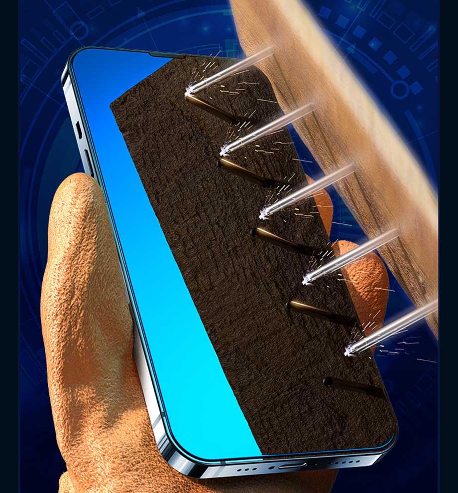 Verre trempé de protection d'écran à couverture complète 4 pièces pour iPhone 11 12 13 14 Pro Max, protecteur d'écran pour iPhone 6 7 8 Plus X Xr Xs Max, Film en verre trempé de protection bord à bord, compatible avec les coques.