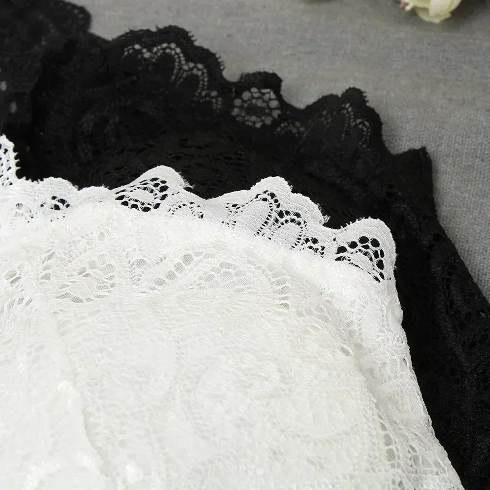 Nouveau débardeur sexy noir et blanc pour femmes, avec soutien-gorge rembourré en dentelle florale, débardeur en coton, gilet sexy décolleté en V en dentelle au crochet, décontracté.