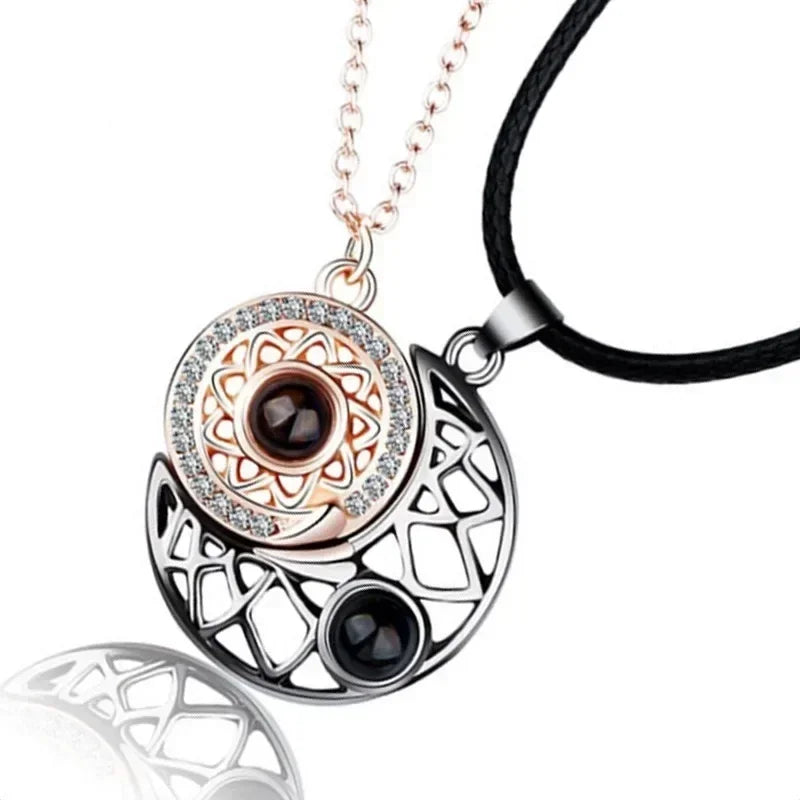 Collier magnétique homme et femme Superior Sense Sun and Moon Lovers, chaîne en alliage au design de niche