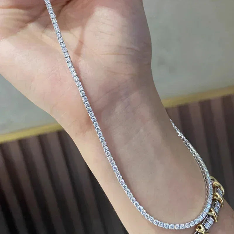 Nouveau collier ras du cou chaîne S925 en argent sterling hip-hop avec pendentifs CZ complets pour femmes, bijoux fins de luxe en zircon cubique AAA, accessoires courts