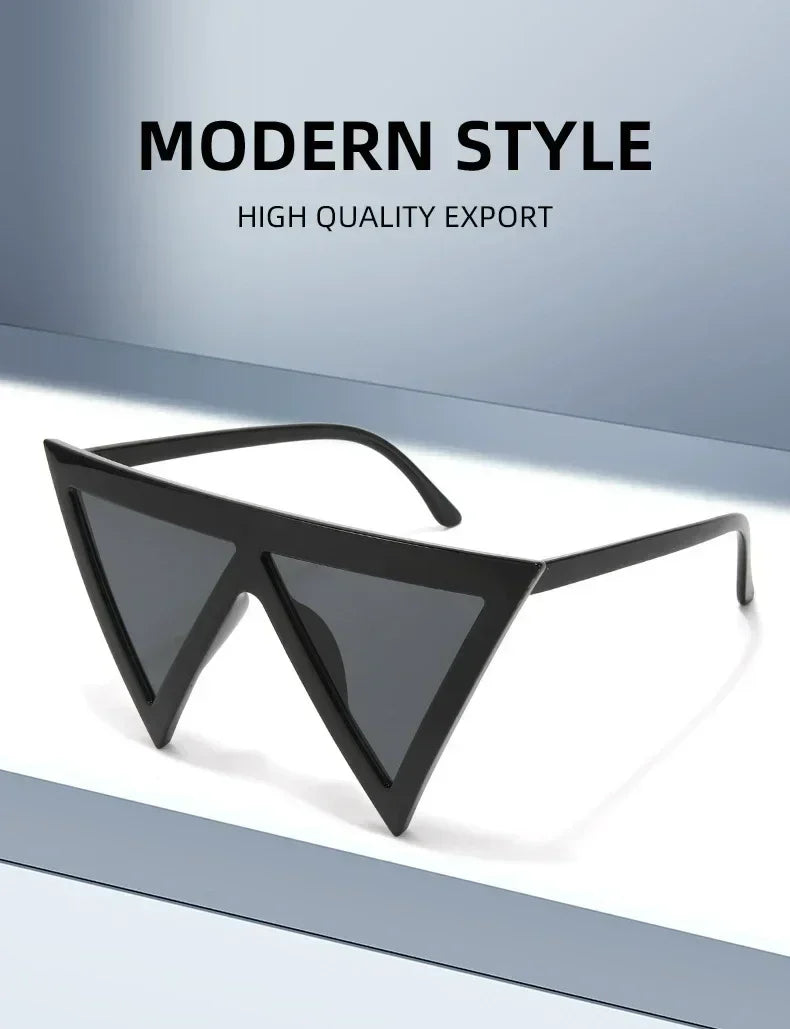 Lunettes de soleil triangulaires surdimensionnées de style punk pour femmes, grande monture 2025, marque de luxe, coupe-vent, protection UV400, pour dames