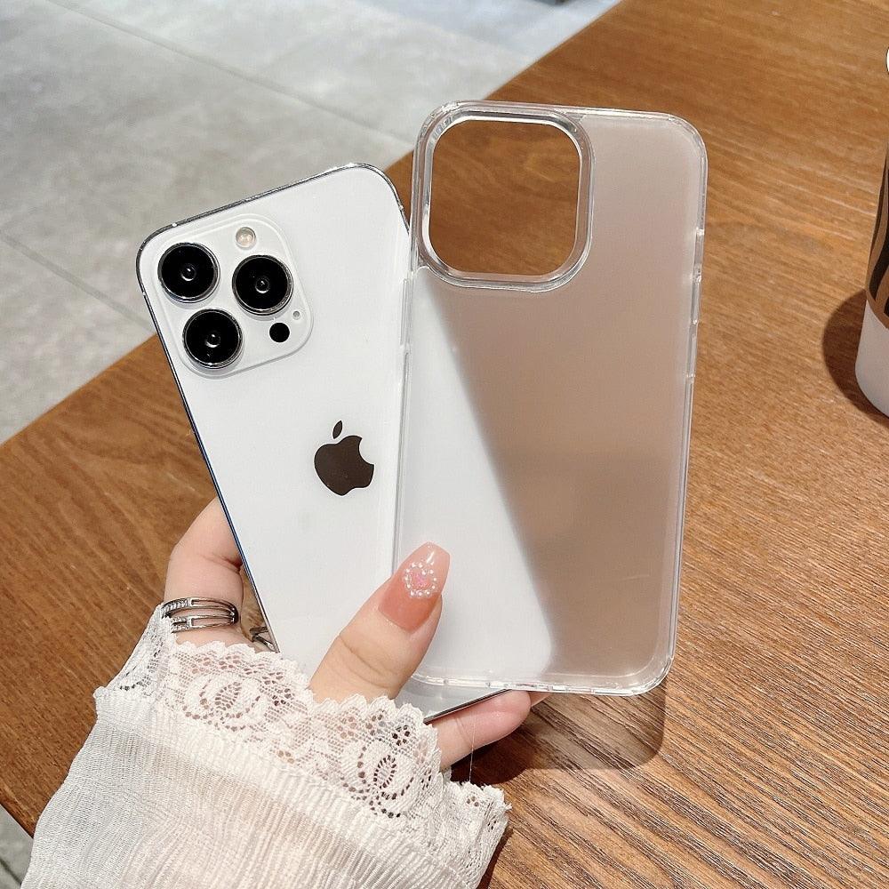 Coque de protection transparente rigide de luxe pour iPhone 14 13 12 11 Pro Max Mini X XR XS, antichoc avec pare-chocs souple