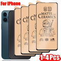 4 films de protection d'écran souples en céramique mate pour iPhone 14 13 12 Pro Max 11 XR XS X 8 7 Plus SE20 anti-casse, film non en verre, finition mate, protecteur d'écran en verre trempé pour iPhone