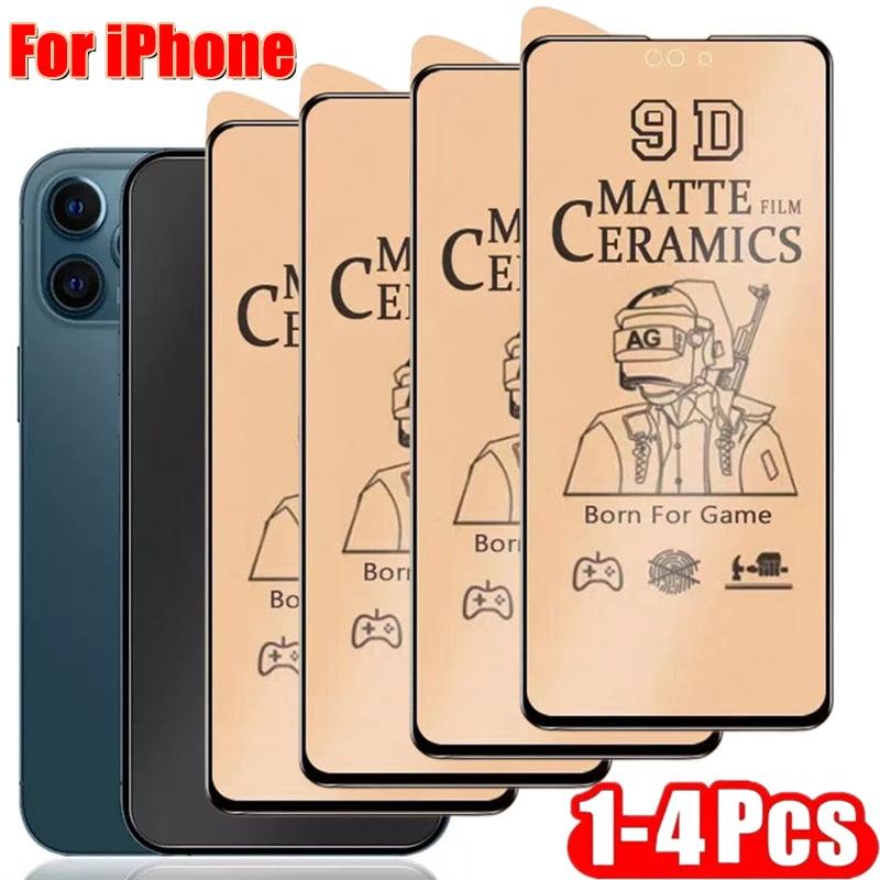 4 films de protection d'écran souples en céramique mate pour iPhone 14 13 12 Pro Max 11 XR XS X 8 7 Plus SE20 anti-casse, film non en verre, finition mate, protecteur d'écran en verre trempé pour iPhone
