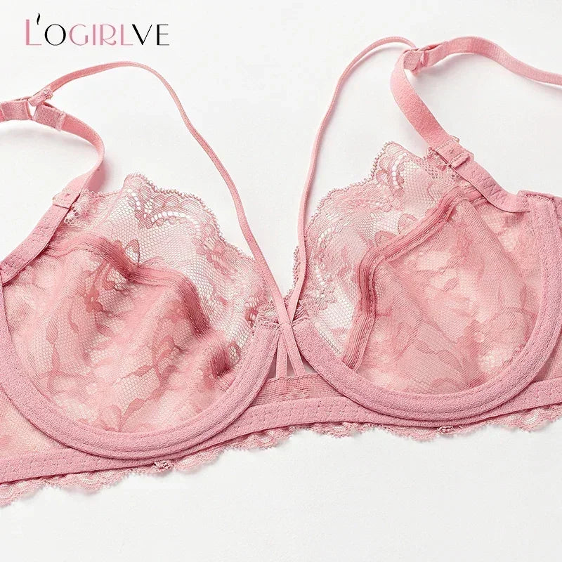 Logirlve Vente en gros 3 PIÈCES Sous-vêtements sexy Femme Soutiens-gorge en dentelle Soutien-gorge ajouré ultra-mince Lingerie femme Soutien-gorge grande taille