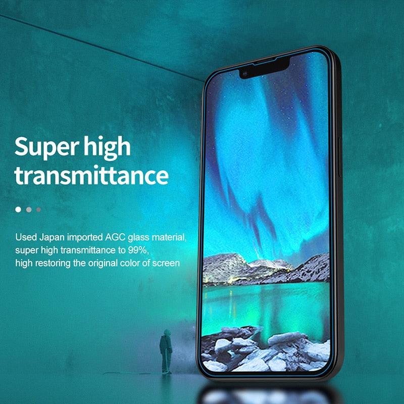 4 Films de protection en verre trempé pour iPhone 11 12 13 14 Pro XR X XS Max Protecteur d'écran pour iPhone 12 Pro Max Mini 7 8 6 6S Plus SE Verre trempé Installation facile du cadre Film de protection HD ultra-mince