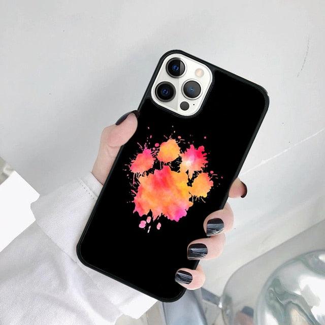 Coque de téléphone à motif coloré empreinte de patte de chien pour iPhone 14 Se 2020 Xr Xs 11 12 13 Mini Pro Max 6 7 8 Plus Ultra Designer Imprimée rigide