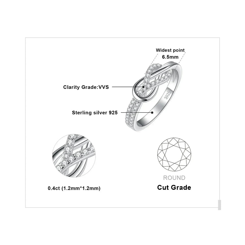 JewelryPalace Nouvelle Arrivée Bague Statement Nœud Infini Gemme Argent Sterling 925 pour Femme Bijoux Classiques et Tendance