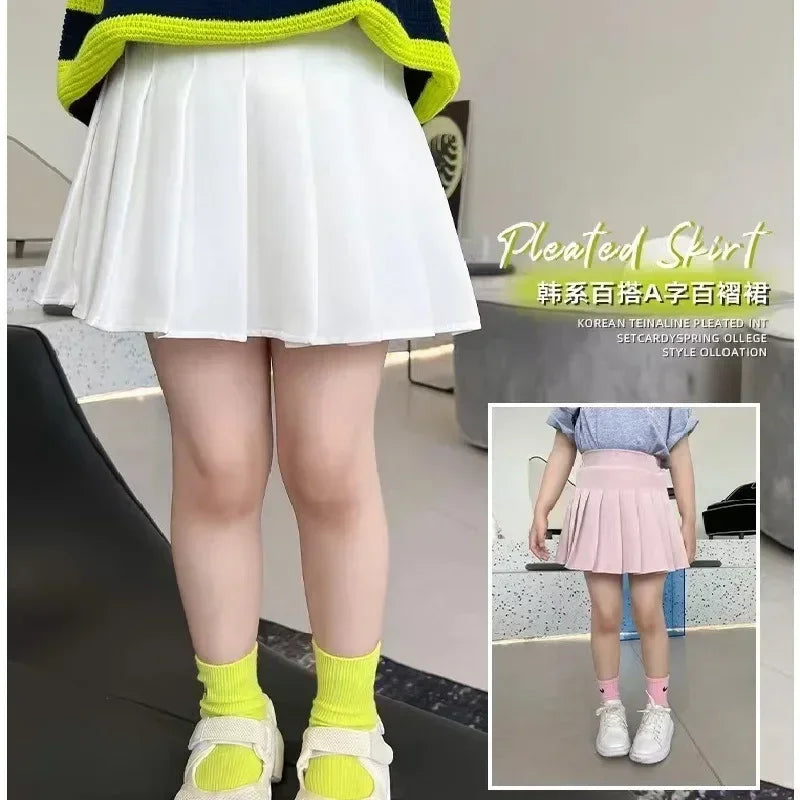 1 jupe plissée printemps-été pour filles, jupe trapèze élastique pour étudiantes, jupes JK style collège pour enfants, jupes courtes mode pour enfants