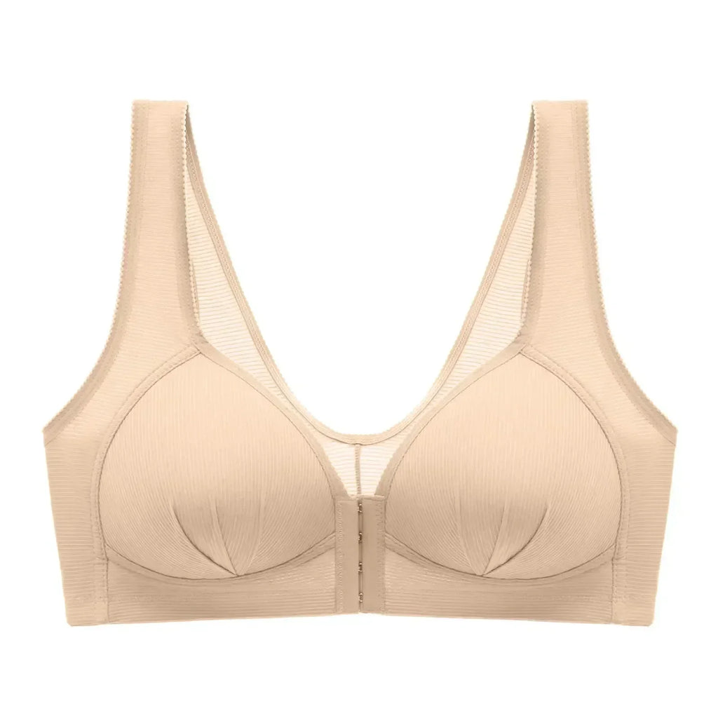 WTEMPO Soutien-gorge en coton grande taille fin sans armature avec boucle avant, sous-vêtement confortable et push-up, collection douce lingerie