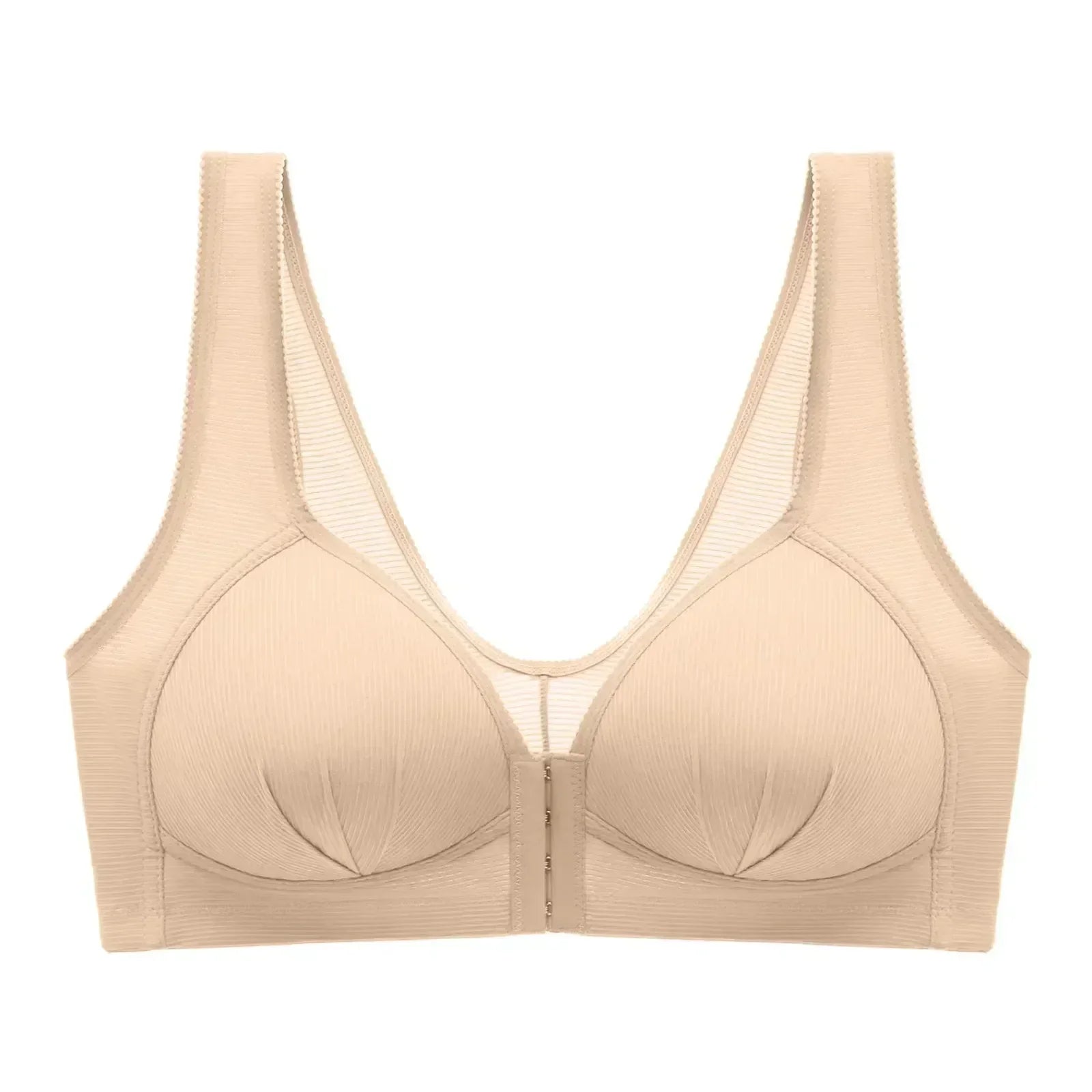 WTEMPO Soutien-gorge en coton grande taille fin sans armature avec boucle avant, sous-vêtement confortable et push-up, collection douce lingerie