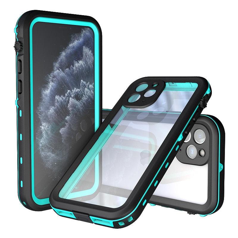 Coque étanche pour iPhone 14 13 12 11 Pro Max 14Plus 12Pro Coque durable étanche Sport 360 Protection iPhone12 Mini Coque étanche pour iPhone résistante aux chutes Arrière transparent