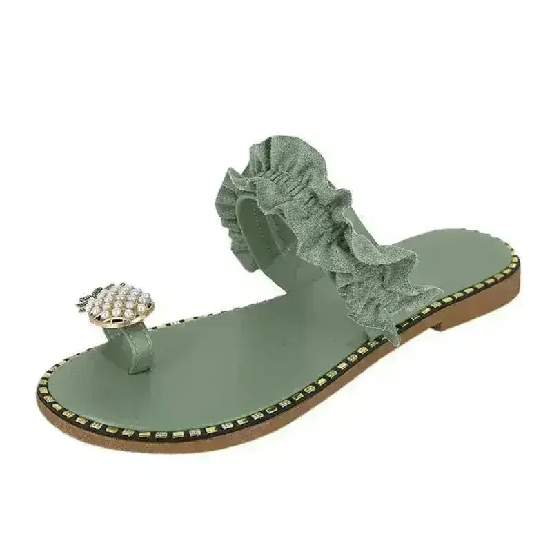 Sandales plates décontractées pour femmes Pineapple Pearl Beach