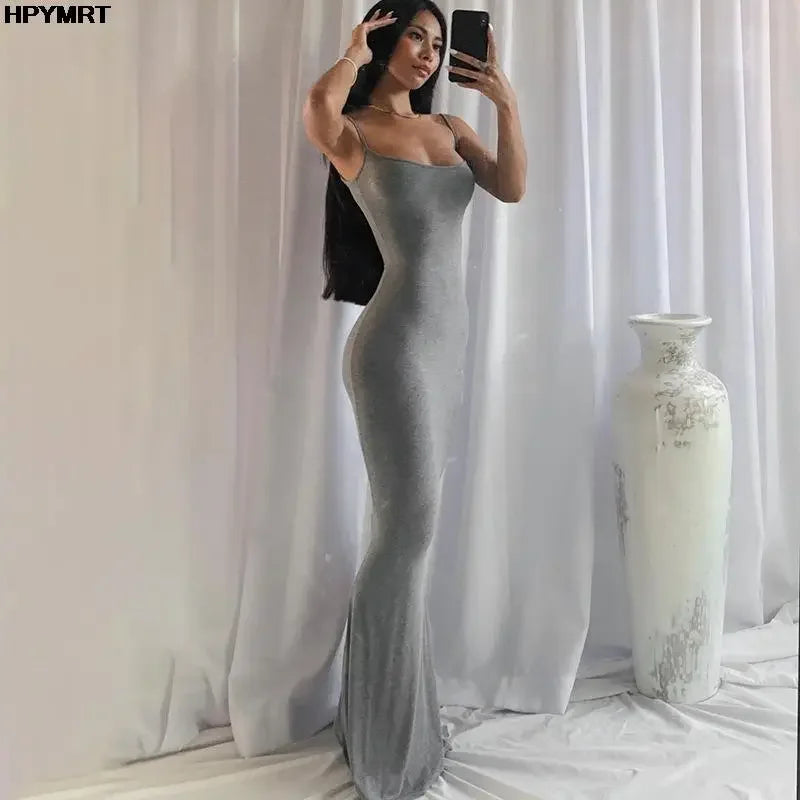 Robe Longue Satinée | Robe de Soirée Moulante Dos Nu - Femstylo