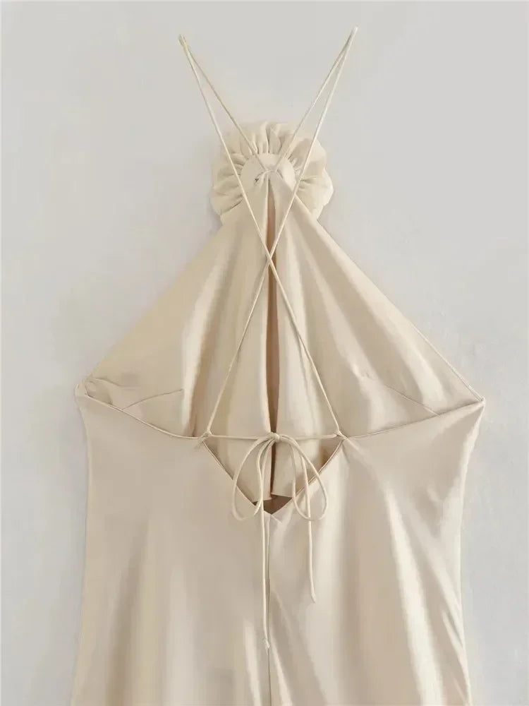 FEMME Robe Fleurie Dos Nu Femme Épaule Dénudée Satin Longue Robe Femmes Dos Nu Sexy Robes de Soirée Robes d'Été pour Femmes