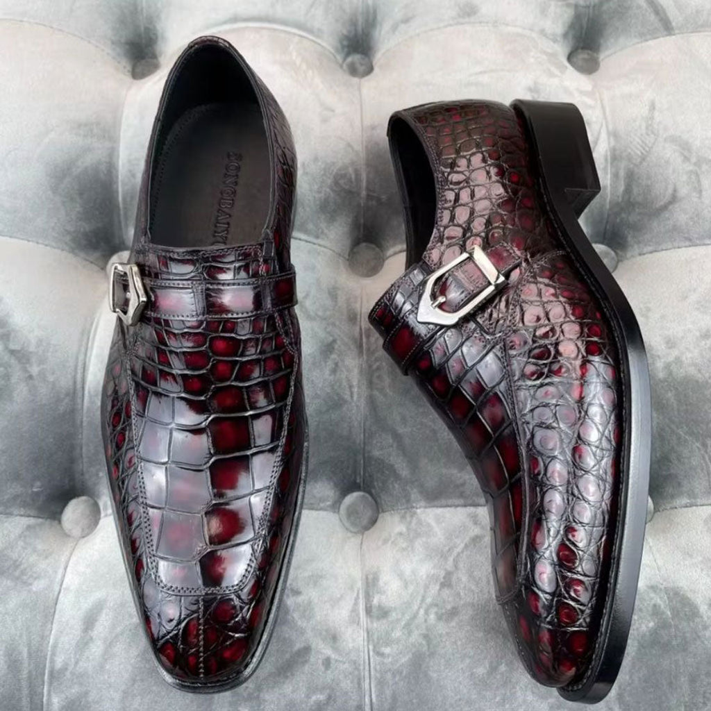 Maurice Sargeant Alligator Monkstrap - Burgundy