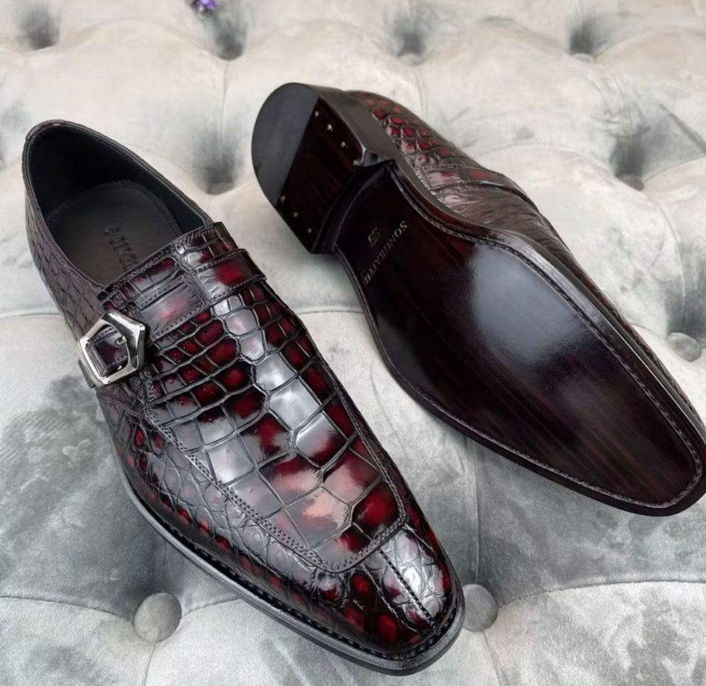 Maurice Sargeant Alligator Monkstrap - Burgundy