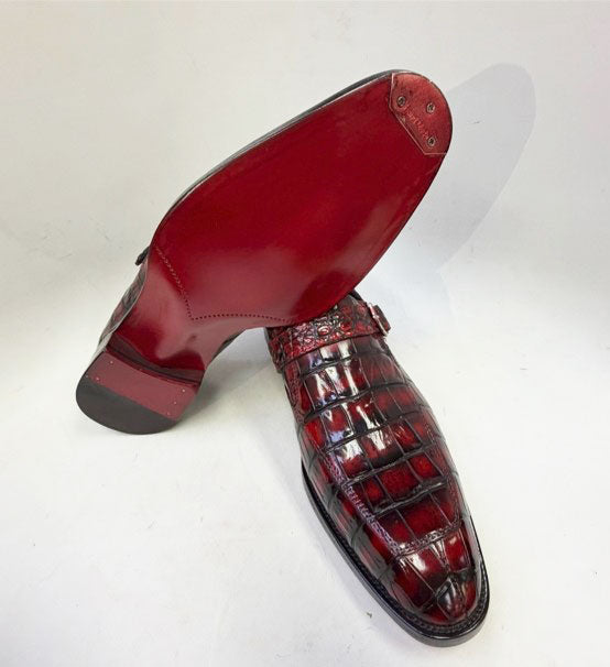 Maurice Sargeant Alligator Monkstrap - Burgundy