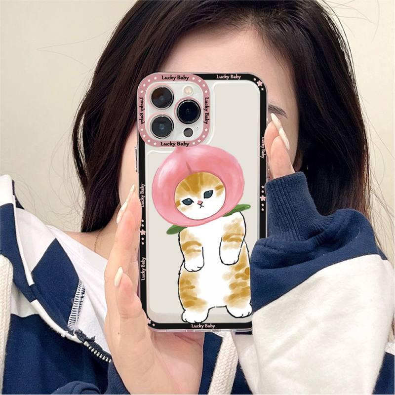 Coque de téléphone mignonne motif chat pour iPhone 11 12 13 Mini Pro Max 14 Pro Max Coque en forme de dessin animé Housse souple transparente Coque ultra fine flexible anti-rayures pour iPhone