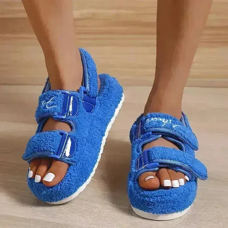 Sandales décontractées à semelle compensée pour femmes Bleu/Orange/Noir/Vert