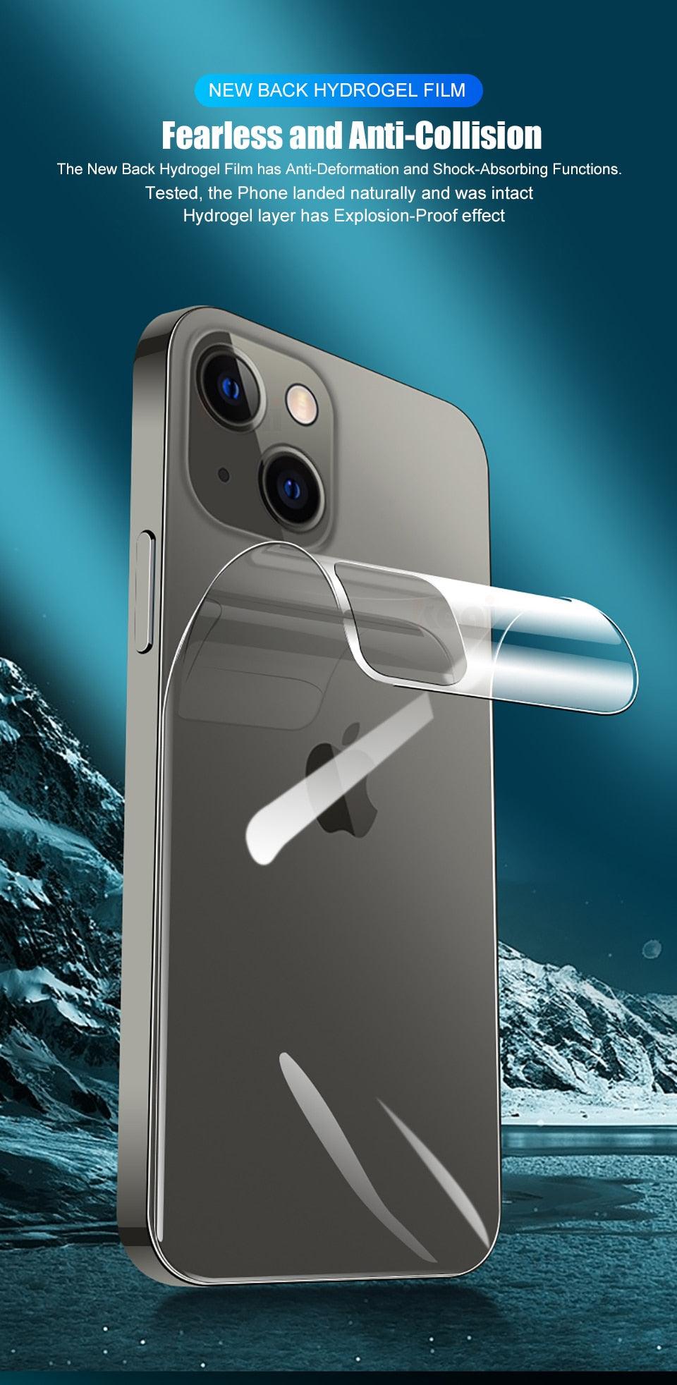 Film arrière intégral pour iPhone 13 12 Pro Max Mini Accessoires de téléphone portable Film latéral non-protecteur d'écran en verre Ultra-mince Transparent/Mat Film latéral et arrière Autocollant de bordure anti-rayures