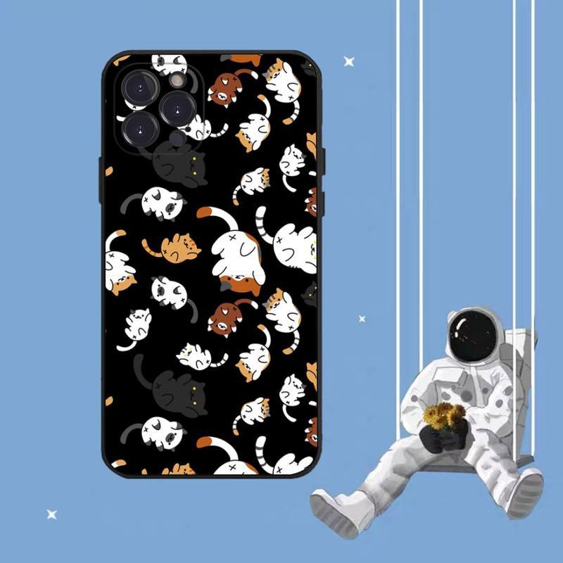 Coque de Téléphone Chat Mignon Art Pour Iphone 8 7 6 6s Plus X Se 2020 Xr Xs 14 11 12 13 Mini Pro Max Coque de Téléphone Portable Housse de Protection Souple Transparente Compatible Pour Iphone