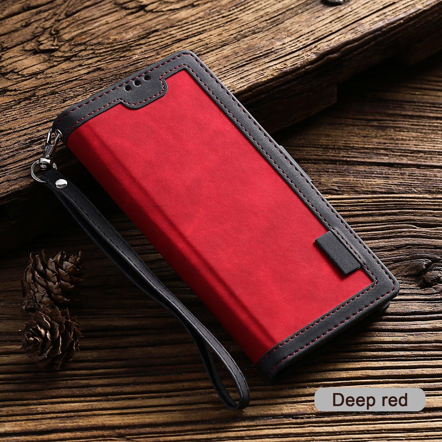 Étui portefeuille de luxe en cuir magnétique à rabat pour iPhone 14 13 12 Mini 11 Pro SE, avec porte-cartes, béquille, fentes pour cartes et argent, protection intégrale à 360°