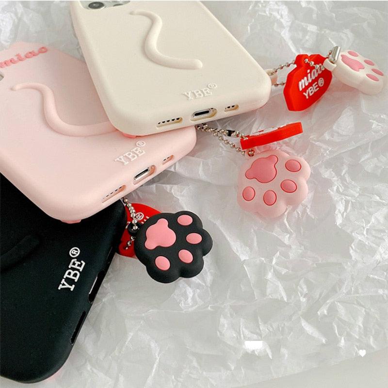Coque de Téléphone Mignonne Oreilles de Chat Dessin Animé pour iPhone 14 12 13 11 Pro Max X XR XS 7 14 Plus Étui Souple en Silicone Mat Antichoc Design Chat Amusant Coque Arrière Mignonne