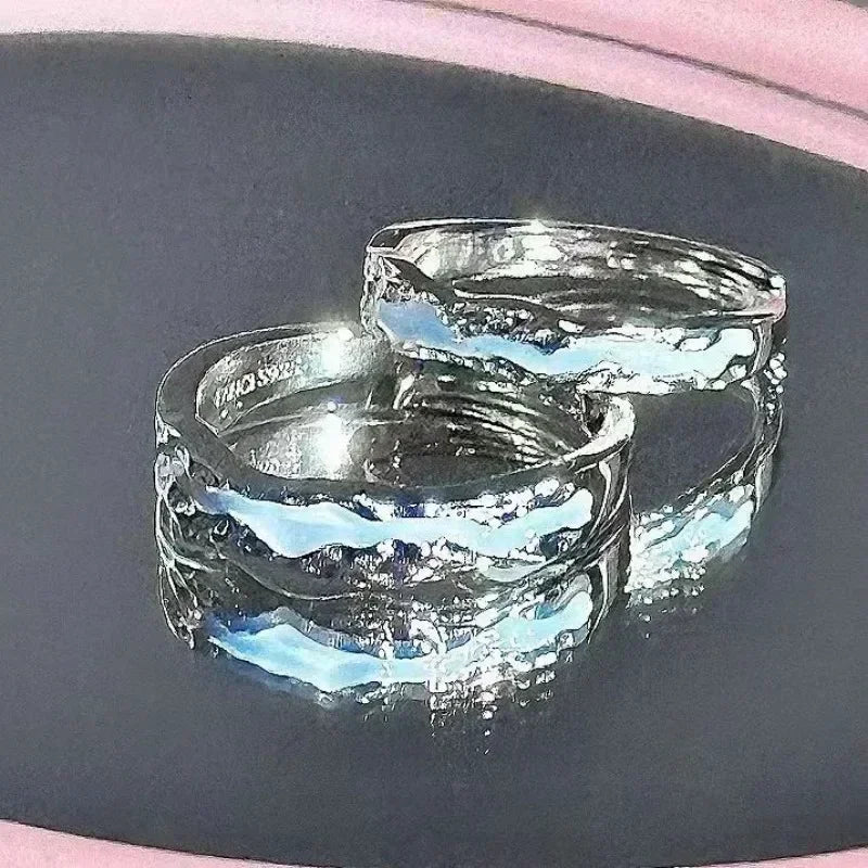 Nouvelle Bague Lumineuse Émail Réglable Vintage Luxe Amour Couple Anneaux Brille dans le Noir Bijoux Y2K Cadeaux Saint-Valentin