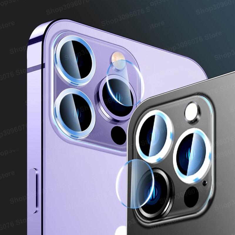 5 verres de protection d'objectif pour iPhone 14 Pro Max, protecteur d'écran d'objectif d'appareil photo pour iPhone 14 Plus 13 12 11 Pro Max, verre 14pro max, film en verre trempé avec anneau métallique séparé pour appareil photo