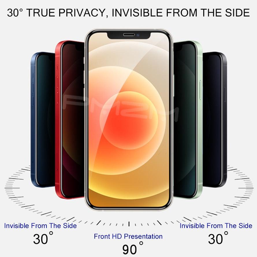 3 Vitres de confidentialité pour iPhone 11 12 13 Pro Max Protections d'écran Anti-espion Verre trempé pour iPhone XR XS Max Se 6 7 8 Plus Verre trempé Protection d'écran Verre de confidentialité Anti-espion pour iPhone