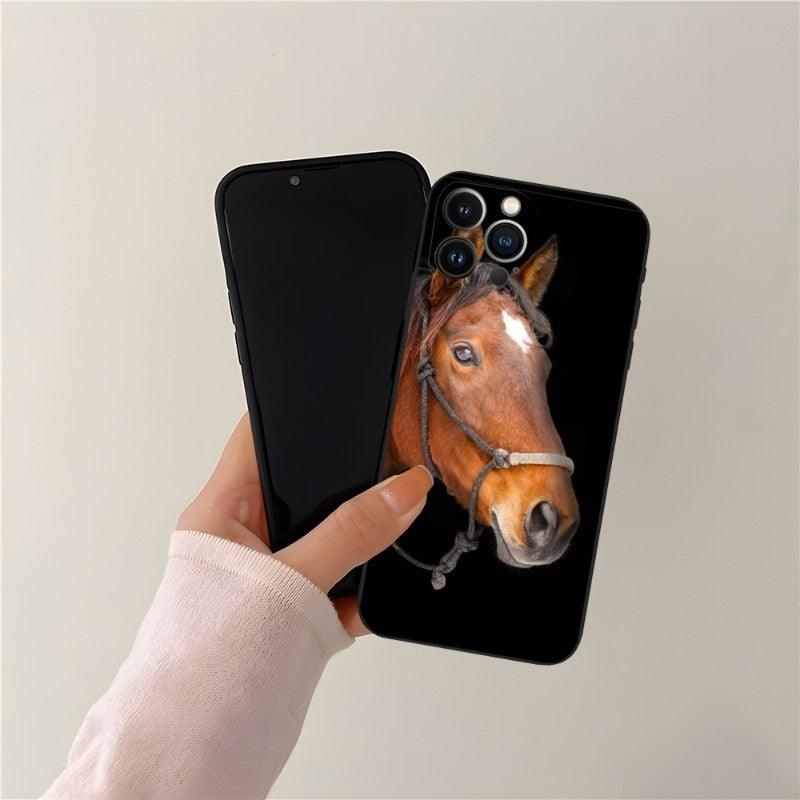 Coque Cool Cheval Animal pour Filles Garçons Femmes Hommes, Étui Unique Tendance Bumper Coque de Téléphone pour Iphone 13promax 11 14 12 Pro Max Mini Xr X Xs 7 8 6 6s Plus