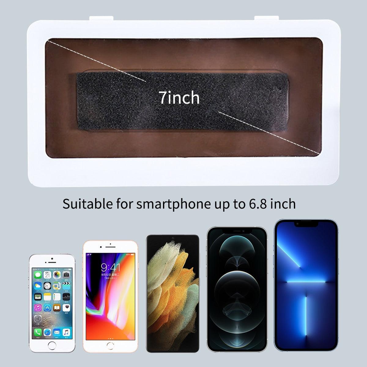 Support de téléphone blanc Étui de téléphone étanche Support de téléphone de douche de salle de bain Boîte de support mural de douche Support de boîtier étanche antichoc intégral Étui de protection transparent
