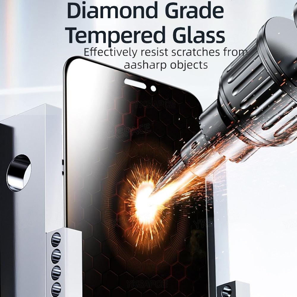 3 Pièces Meilleur Verre Trempé Confidentialité 9H pour iPhone 11 12 13 14 Pro Mini XS MAX X XR 6S 7 8 Plus SE Film de Protection Écran Anti-Espion Anti-Peeping en Verre Trempé pour iPhone