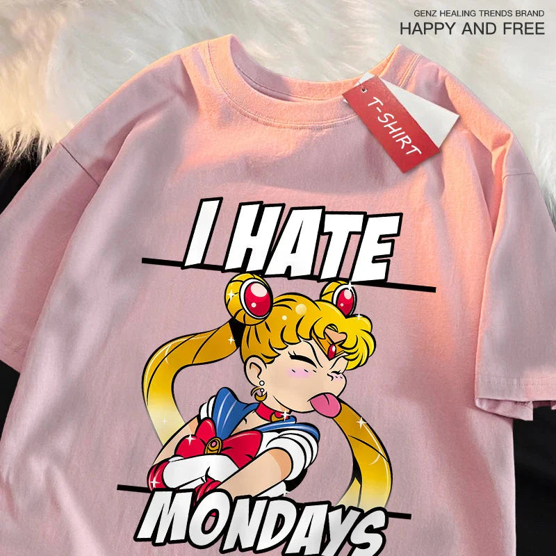 🌙 T-shirt Sailor Moon – Graphique tire la langue – Streetwear anime amusant