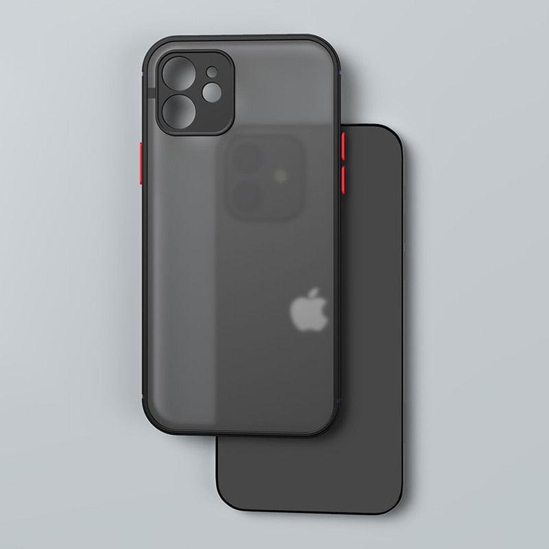 Coque antichoc de luxe pour iPhone 11 12 13 14 Pro Max Mini X XR XS, pare-chocs en silicone souple, coque rigide transparente, pare-chocs latéral souple et plat, coque arrière rigide transparente, étui de téléphone fin.