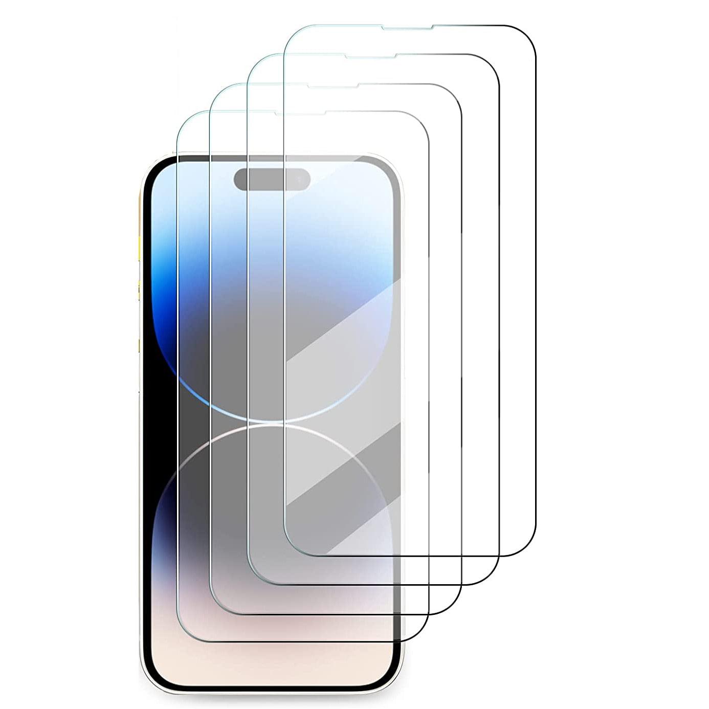 4 protecteurs d'écran en verre trempé pour iPhone 14 13 Mini 12 11 Pro Max X XS XR 7 8 Plus SE 3, film de protection pour iPhone 14 Plus